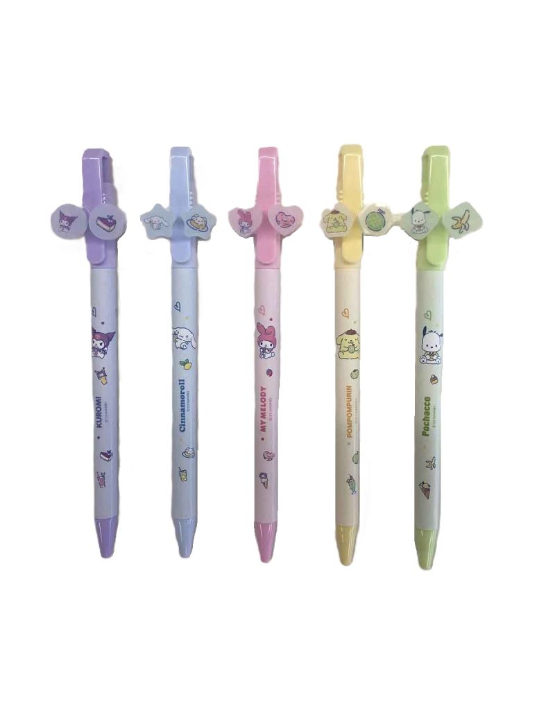 Sanrio Characters Rotating Gel Pen 0.5mm, Black 5 Assorted Models PDQ