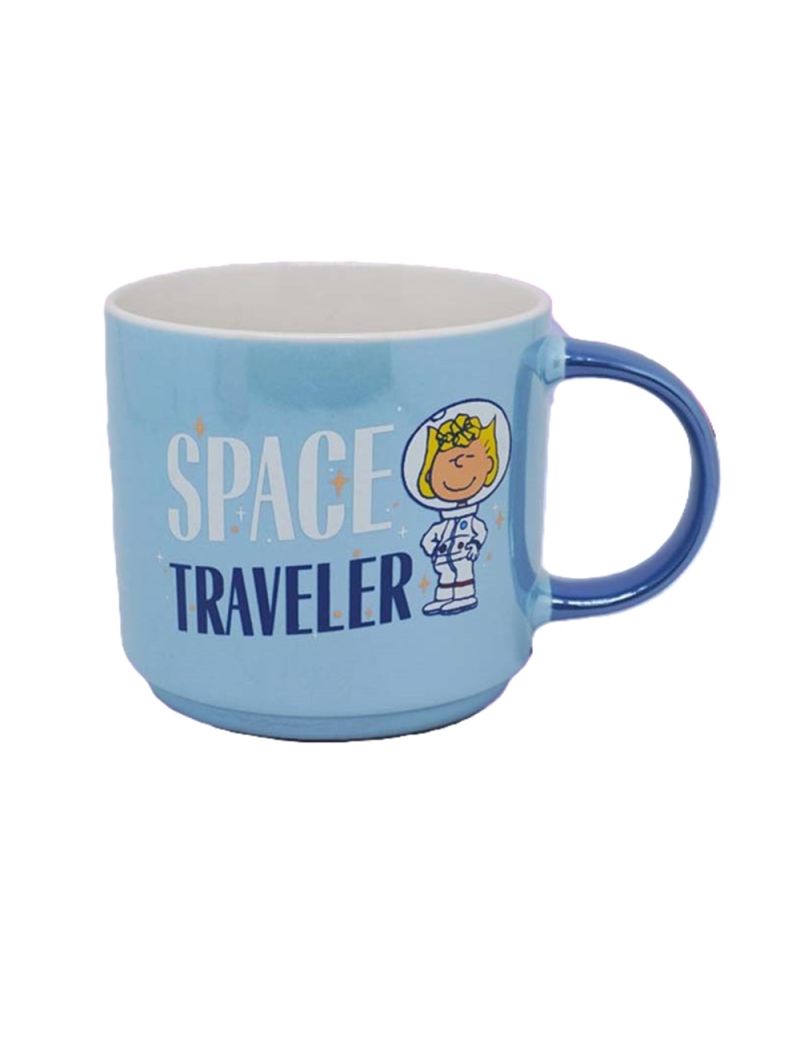 Snoopy The Little Space Explorer Purple Pearl Glaze Ceramic Cup 400ml