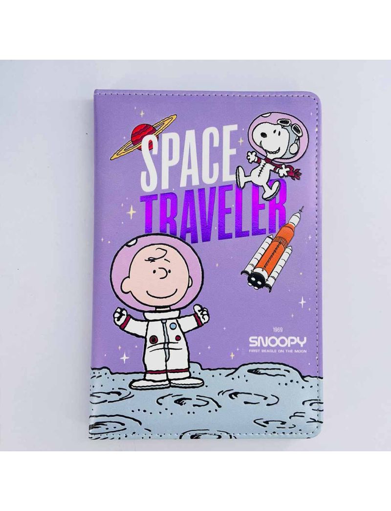 Snoopy the Little Space Explorer Collection A5 Leather-Cover Book (80 Sheets, Purple) PDQ