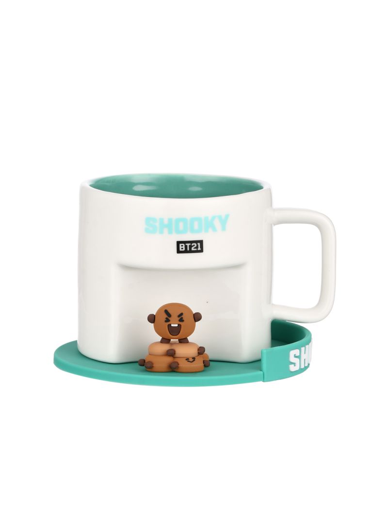 BT21 Collection Cartoon Ceramic Cup with Coaster (450mL)(SHOOKY)