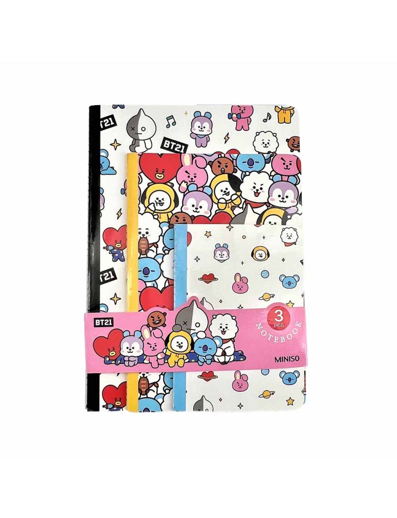 BT21 Collection Stitch-bound Book Set (B5 28 Sheets + A5 28 Sheets + A6 28 Sheets)