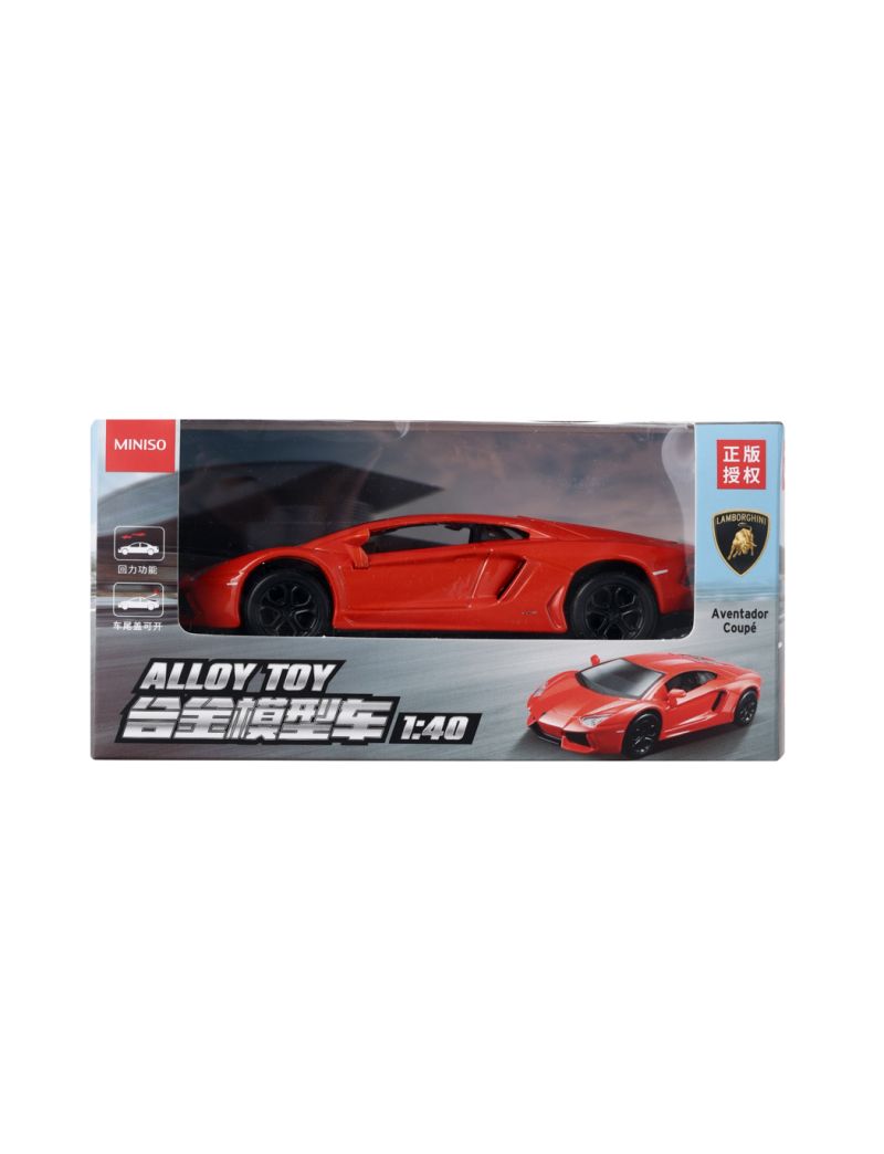 Model Car Lamborghini Aventador Coupe Pull Back Traction Ratio 1:40