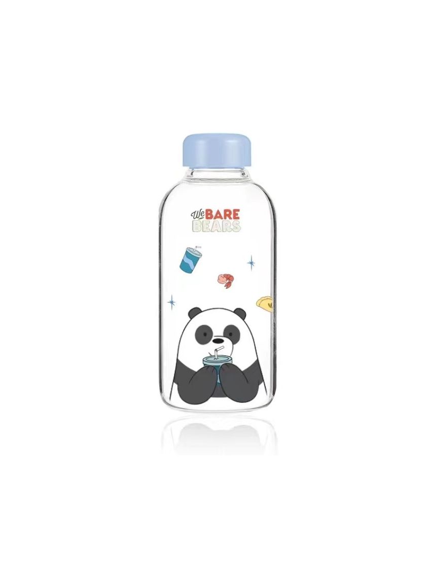 We Bare Bears Panda High Borosilicate 600ml Glass Bottle MINISO