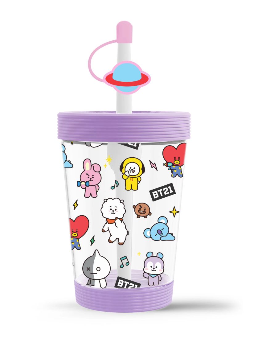 BT21 Collection Purple Portable Plastic Tumbler 535ml | MINISO