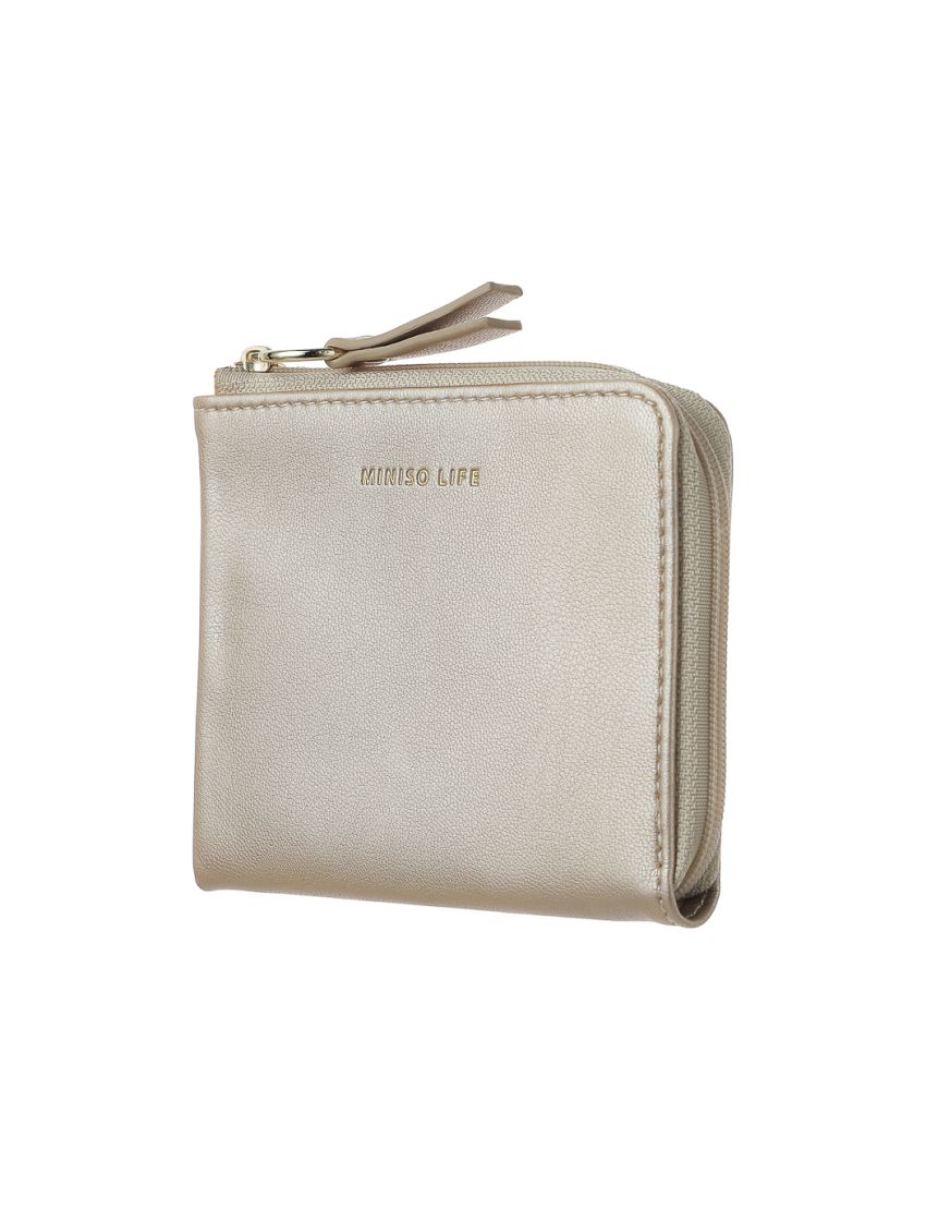 Minimalist Golden Letters Series Coin Purse with Zipper Silvery