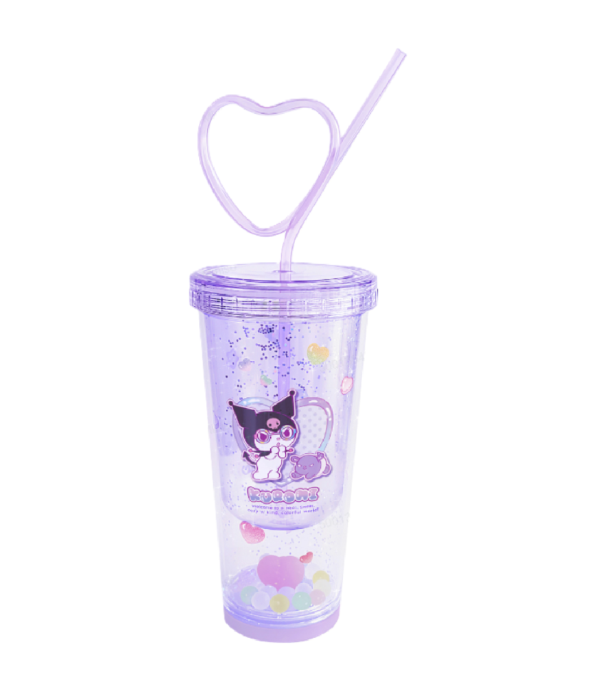 Sanrio Sweet Factory Kuromi Heart Double Wall Plastic Tumbler 440ml