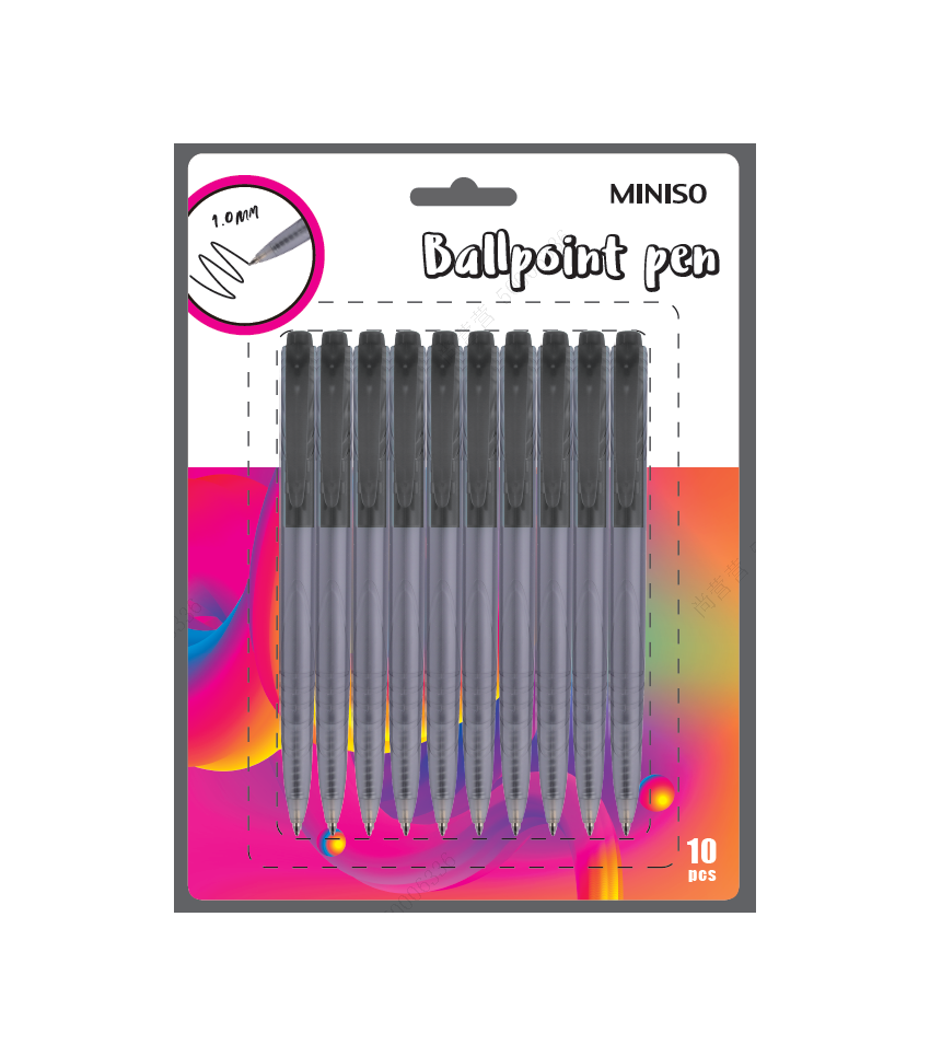 Retractable Ballpoint Pen (10 Pack, Black)