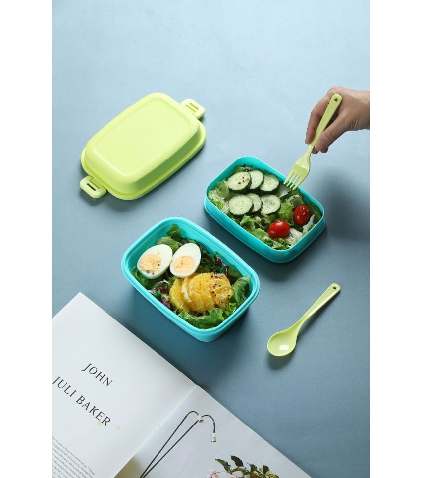 MINISO Green & Blue Double Layered Bento Box 980ml