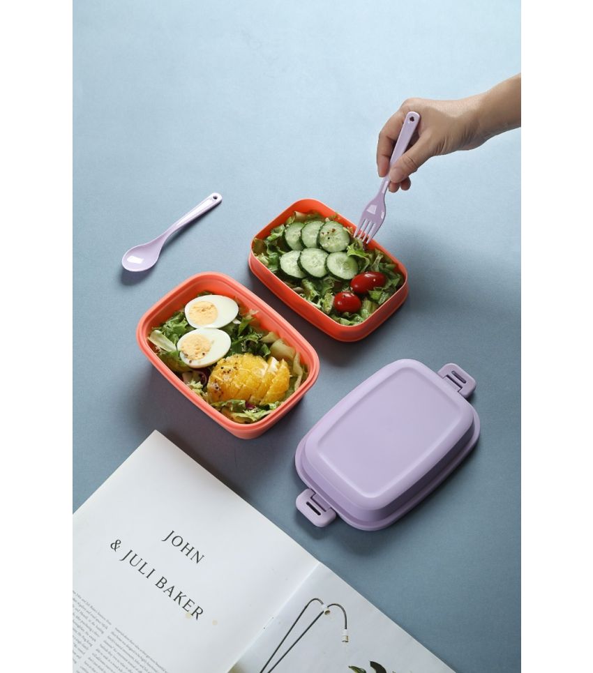 Colorful Double Layered Bento Box 980ml Orange