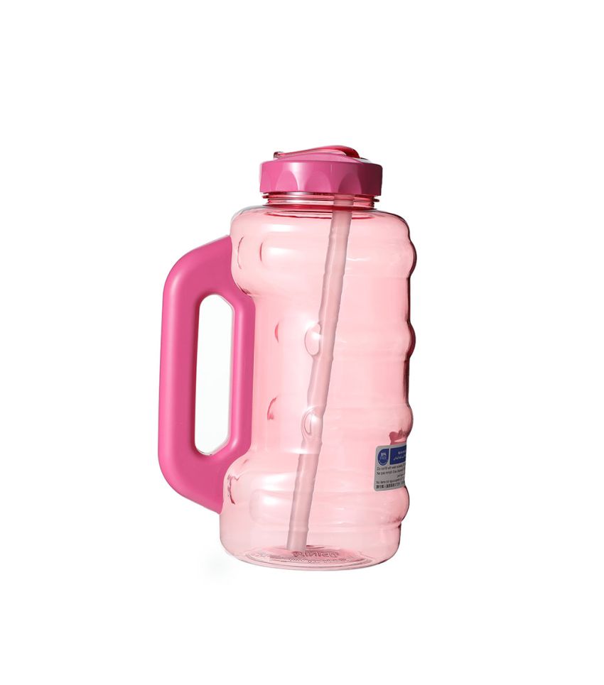 Large Capacity Cool Water Bottle with Straw and Handle 1850ml Rose Red