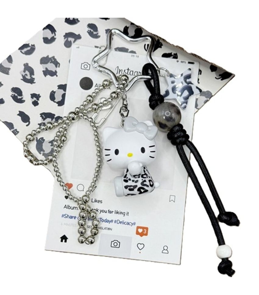 Sanrio Hello Kitty & Friends Hello Kitty Leopard Black & Grey Sitting Figure Pendant