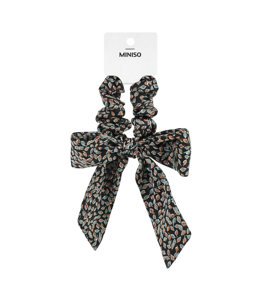MINISO Printed Dark Green Bow Hairband