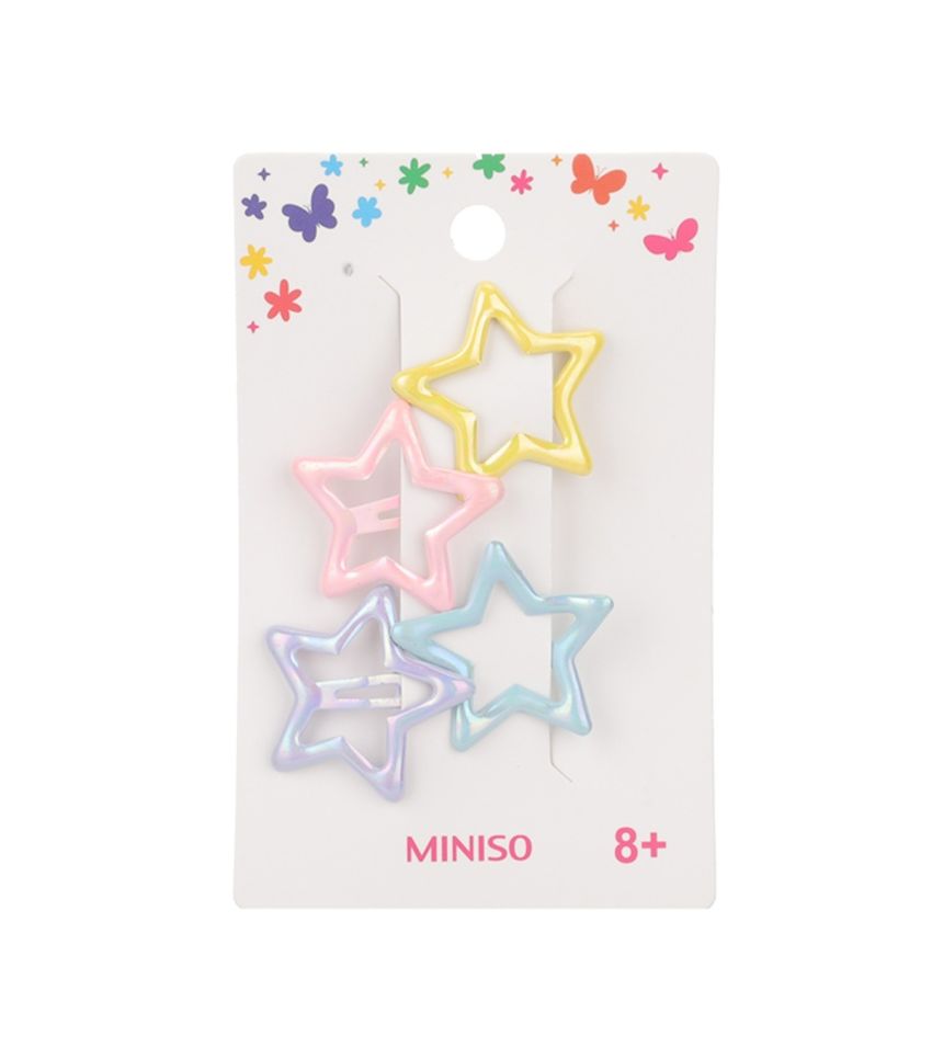 MINISO Fun Series Stars Hair Clip Pack Of 4 (Assorted Colours)