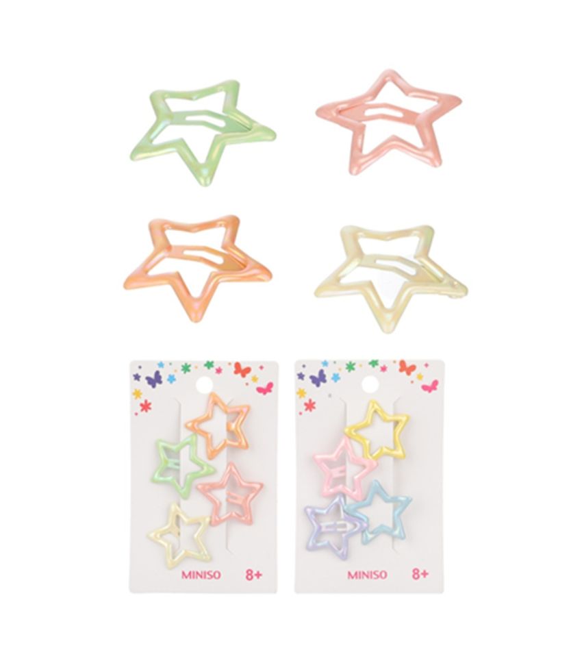 MINISO Fun Series Stars Hair Clip Pack Of 4 (Assorted Colours)