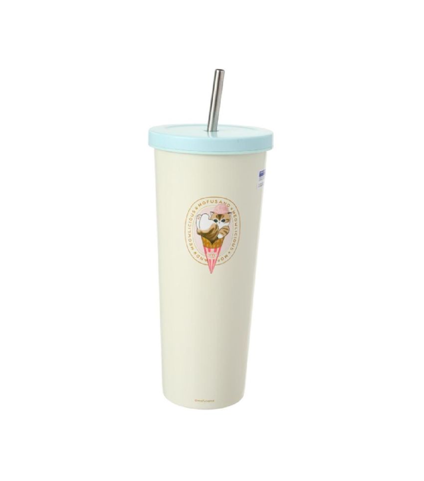 Mofusand Ice Cream Collection Yellow Tumbler & Straw