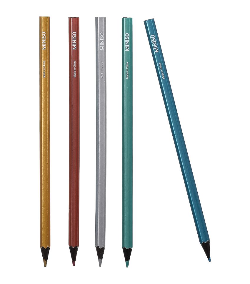 MINISO Metallic Colouring Pencils Pack Of 5