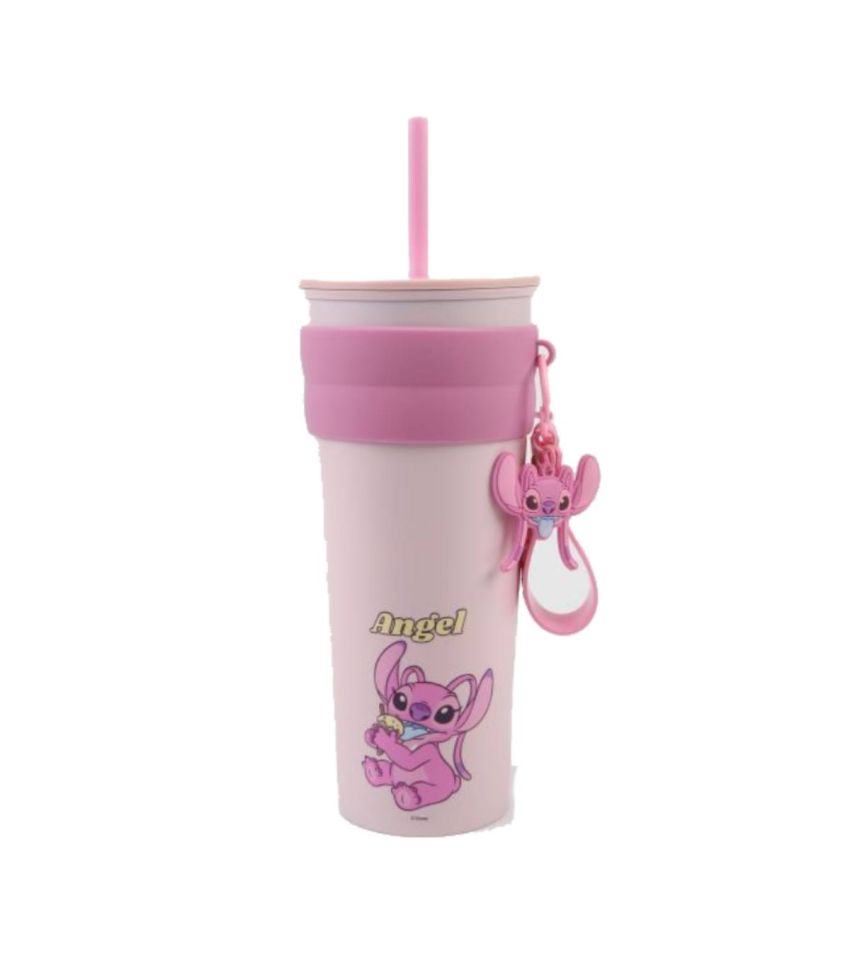 Disney Lilo & Stitch Collection Stainless Steel Tumber with Pendant and Straw 800ml(Angel)