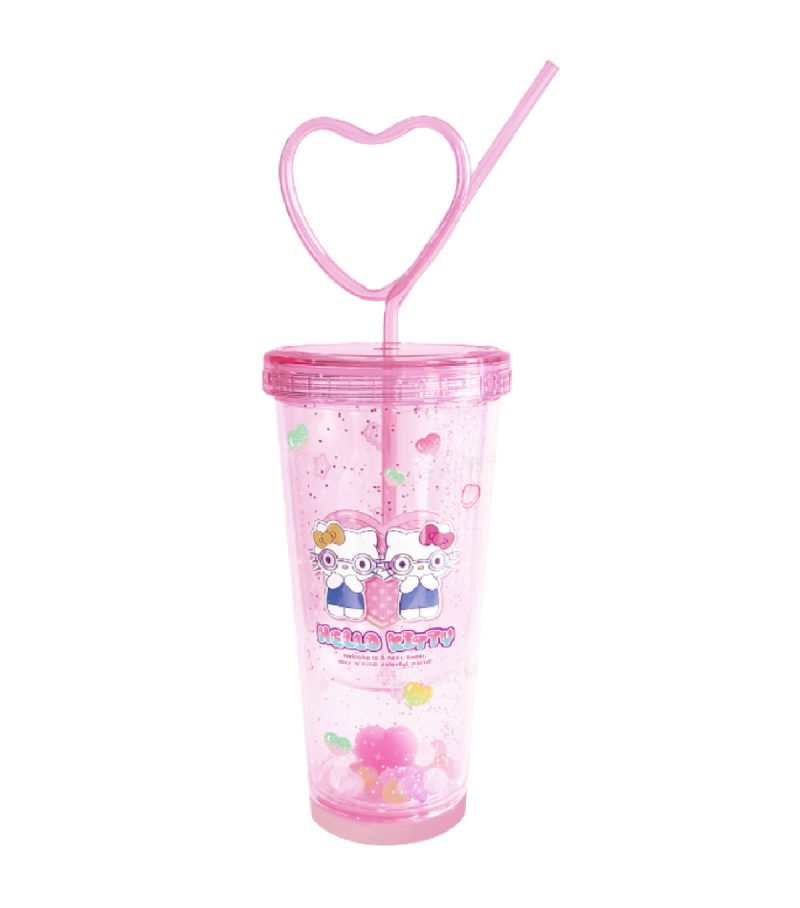 Sanrio Sweet Factory Hello Kitty Heart Double Wall Plastic Tumbler 440ml