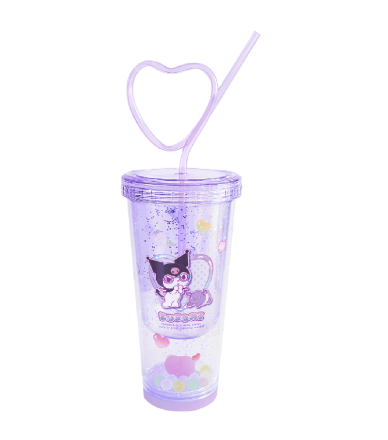 Sanrio Sweet Factory Kuromi Heart Double Wall Plastic Tumbler 440ml
