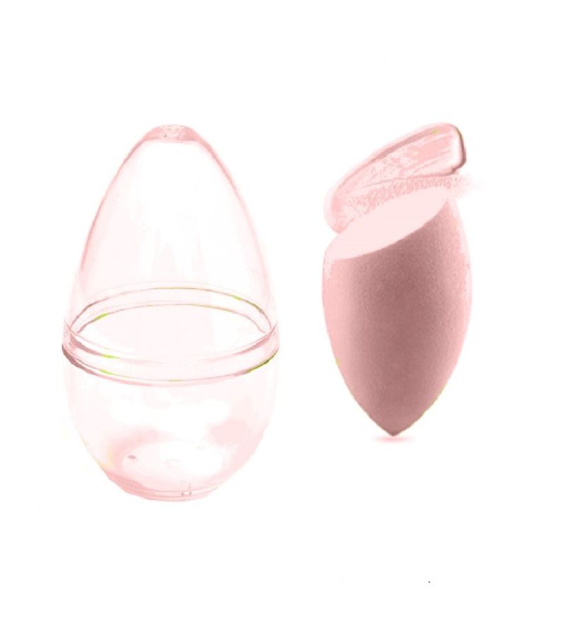 Slanted Makeup Sponge with Transparent Travel Case Sakura