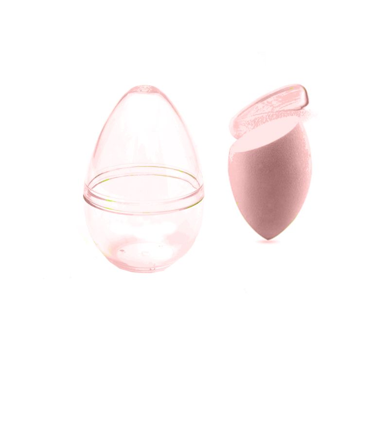 Slanted Makeup Sponge with Transparent Travel Case Sakura
