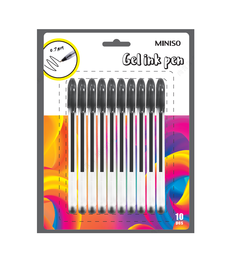 Gel Pen with Cap (10 Pack, Black)