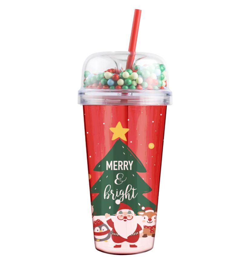 MINISO Merry Christmas Cup & Straw 480ml