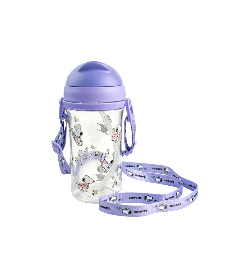 Snoopy Summer Travel Collection Plastic Bottle with Shoulder Strap 400ml