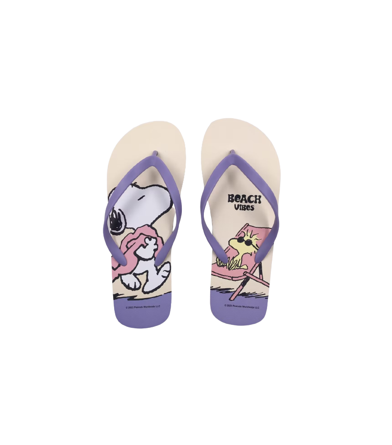 Snoopy Summer Travel Collection Women's Purple Flip-Flops Size 35-36