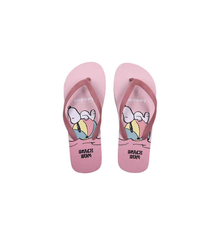 Snoopy Summer Travel Collection Women's Pink Flip-Flops Size 37-38