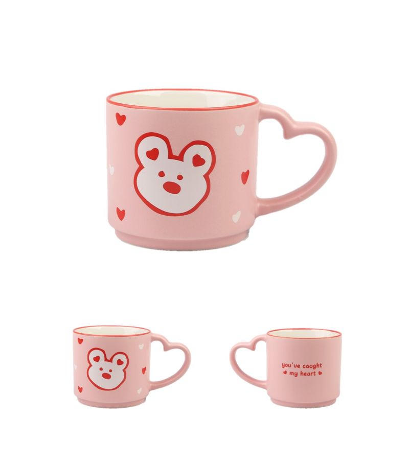 Pink Romance Series Cute Bear Ceramic Mug 400ml
