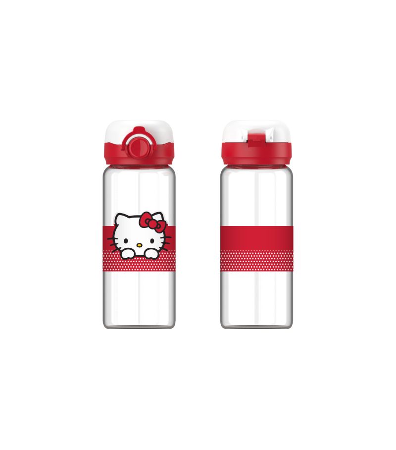 Sanrio Hello Kitty Apple Collection Glass Bottle With One Touch Flip Top Lid 410ml
