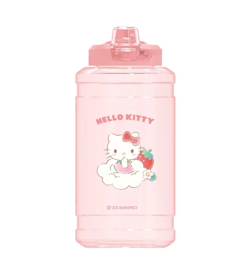 Sanrio Characters Hello Kitty Strawberry Collection Plastic Bottle Auto Flip Lid