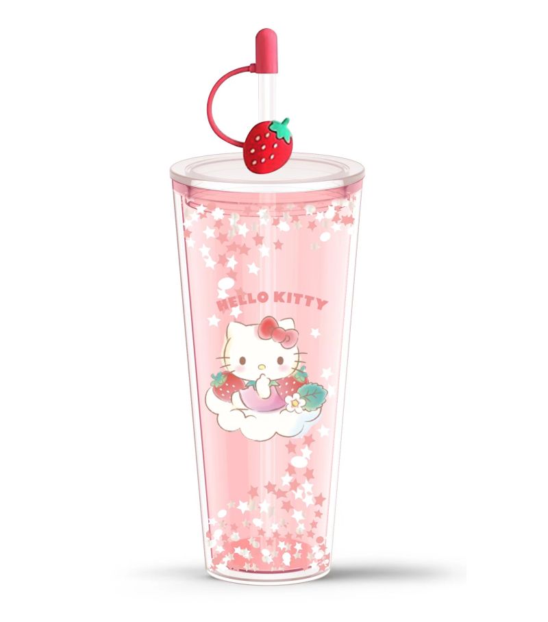 Sanrio Characters Hello Kitty Strawberry Collection 800ml Double Wall Tumbler & Straw