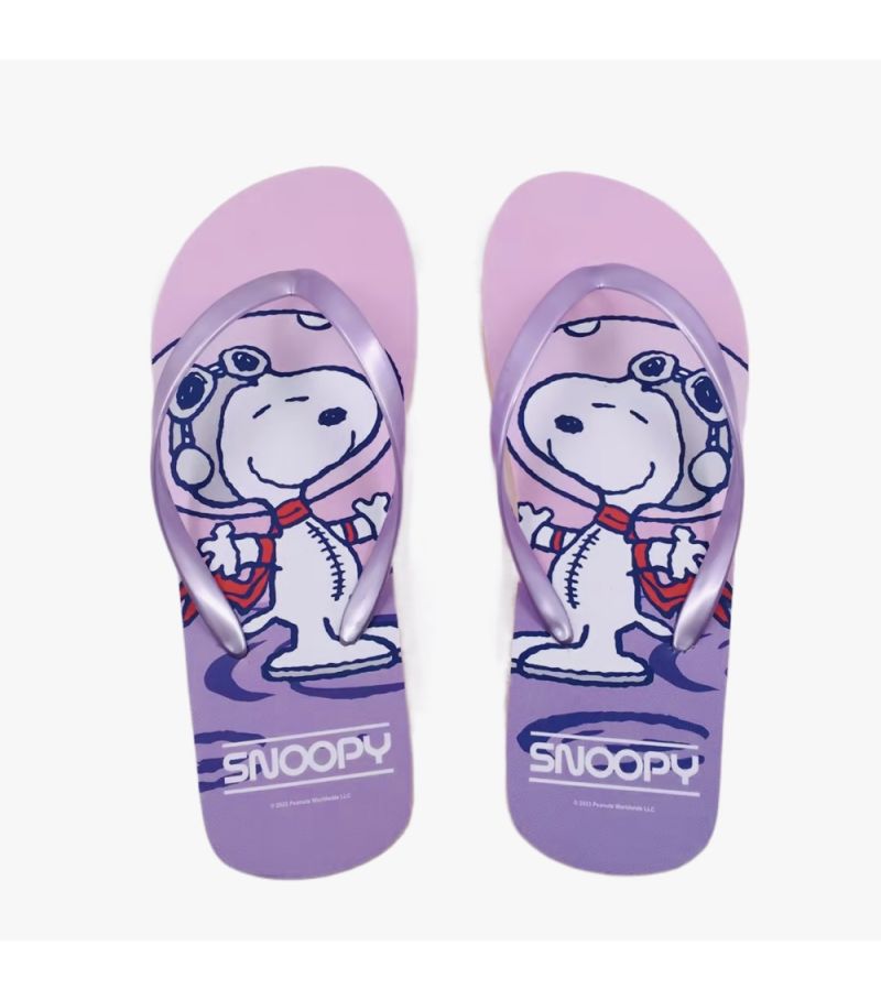 Snoopy The Little Space Explorer Purple Women's Flip Flops Size 39-40