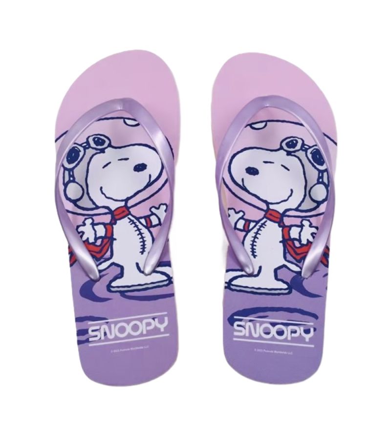 Snoopy The Little Space Explorer Purple Women's Flip Flops Size 35-36