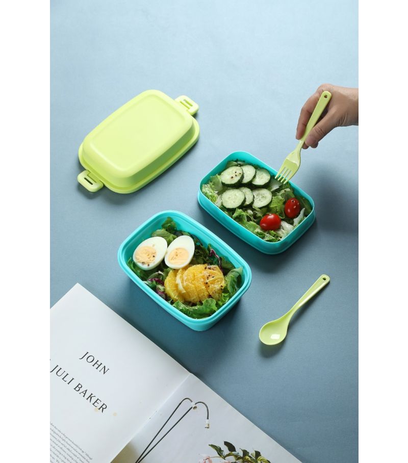 MINISO Green & Blue Double Layered Bento Box 980ml