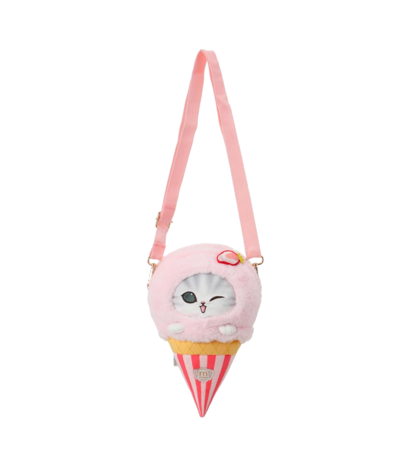 Mofusand Ice Cream Collection Pink Plush Crossbody Bag