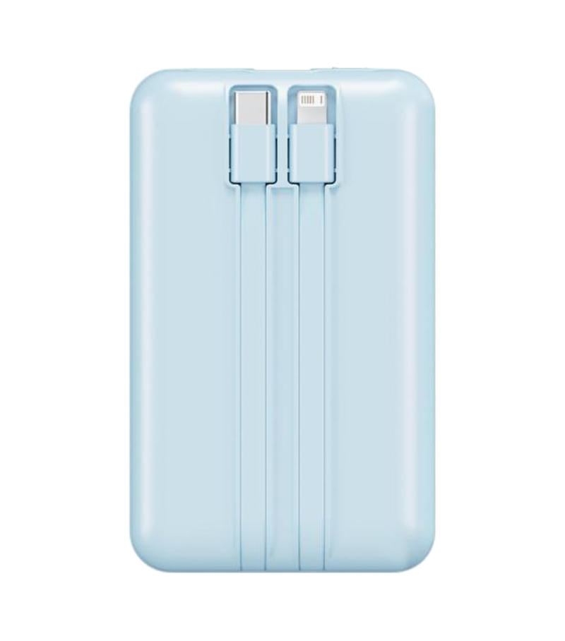 MINISO 10000mAh Blue Mini Power Bank with Dual Cables