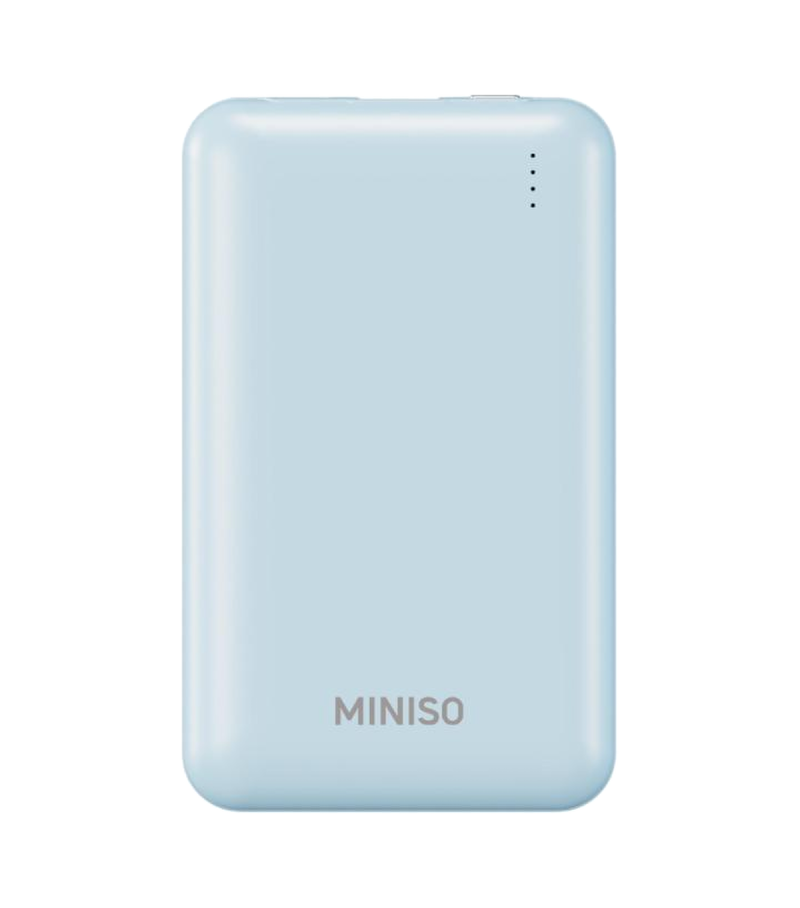 MINISO 10000mAh Blue Mini Power Bank with Dual Cables