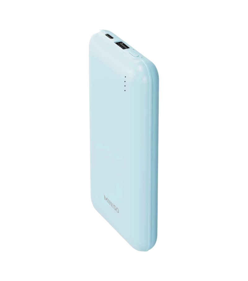 MINISO 10000mAh Blue Mini Power Bank with Dual Cables