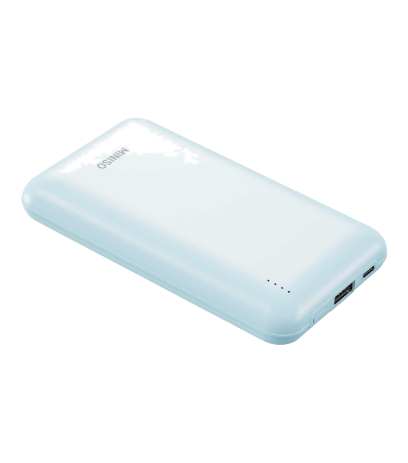 MINISO 10000mAh Blue Mini Power Bank with Dual Cables