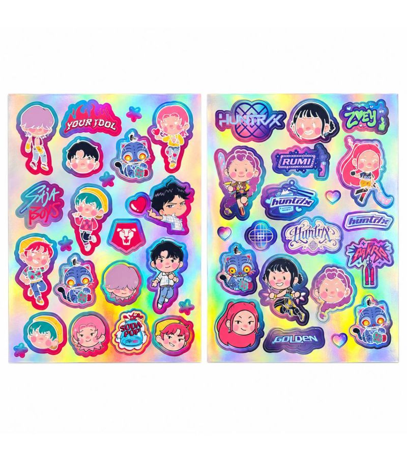 K-Pop Demon Hunters Holographic Gold Stamping Stickers
