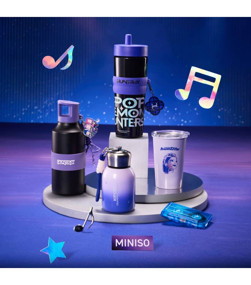K-Pop Demon Hunters  Purple Water Bottle & Straw 1000ml