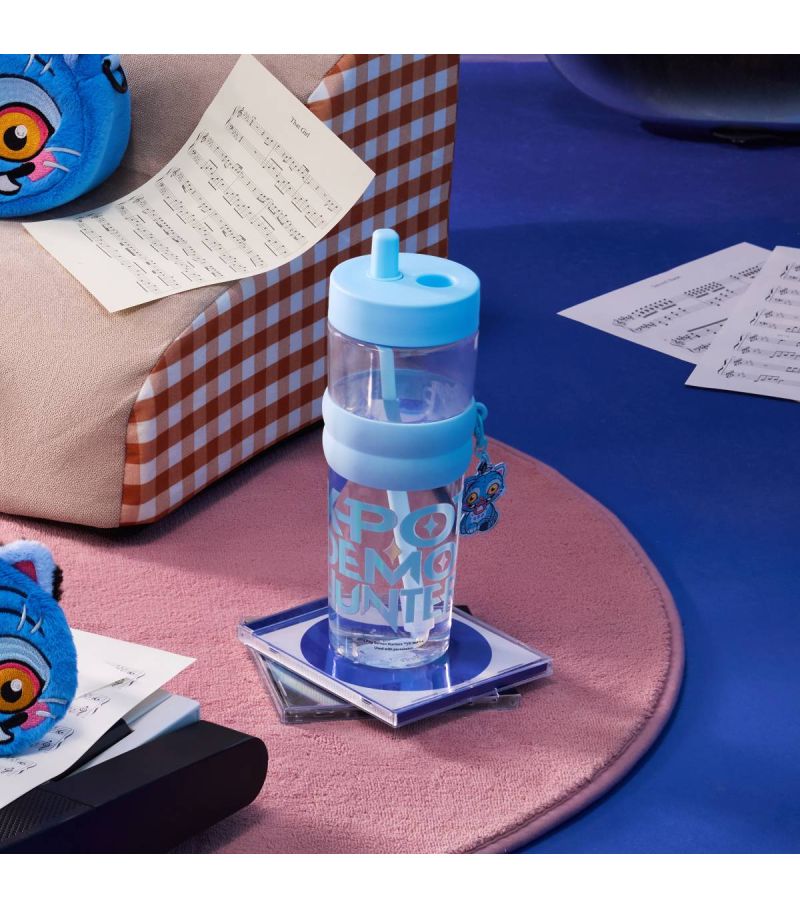 K-Pop Demon Hunters Blue Plastic Water Bottle & Straw 1000ml