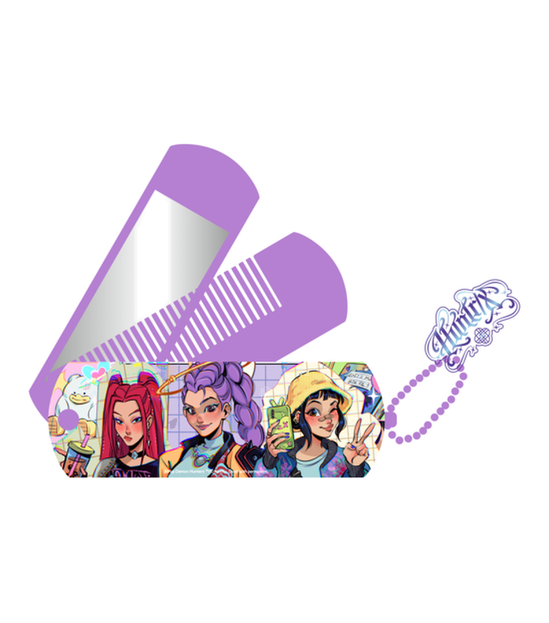 K-Pop Demon Hunters Folding Mirror & Comb Keychain