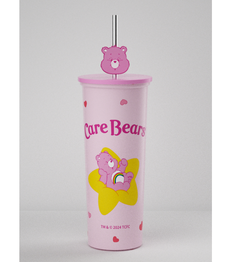 Care Bears Collection Pink Stainless Steel Tumbler with Straw 800ml
