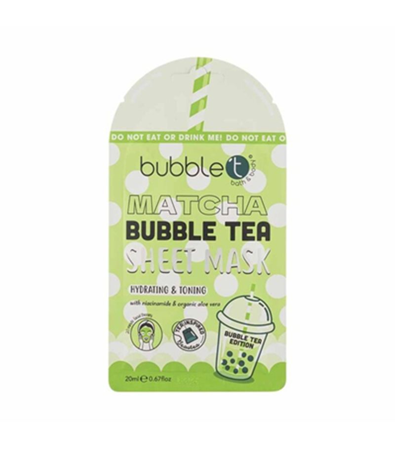 Bubble T Cosmetics Face Sheet Mask Matcha With Aloe Vera & Niacinam