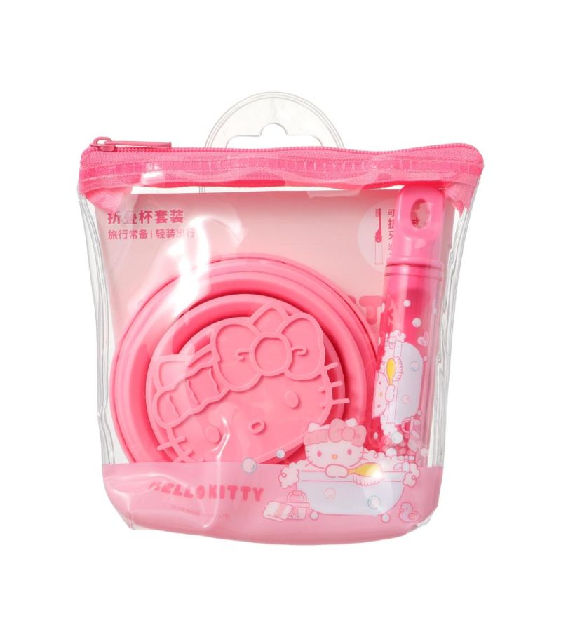 Sanrio Hello Kitty Foldable Toothbrush & Bathroom Cup Set