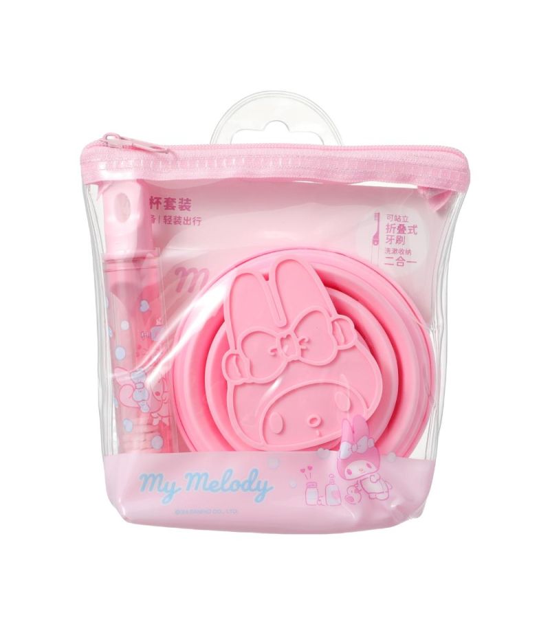 Sanrio My Melody Foldable Toothbrush & Bathroom Cup Set
